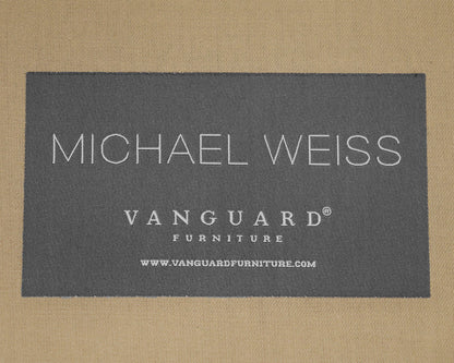 Michael Weiss for Vanguard Pair of Chairs in Blue Herringbone Fabric.