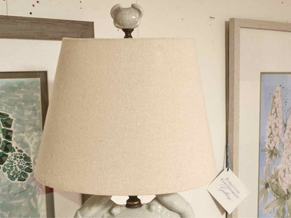 Porcelain Antiqued Gray Linen Shade Table Lamp