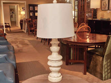 Distress Old White Cast  Resin Table Lamp With Shade
