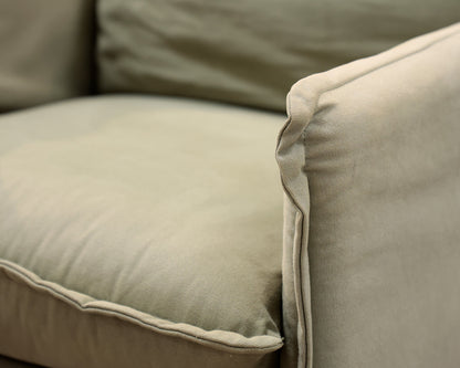 Pair of 'Neva' Slipcovered Six Penny Swivel Chairs