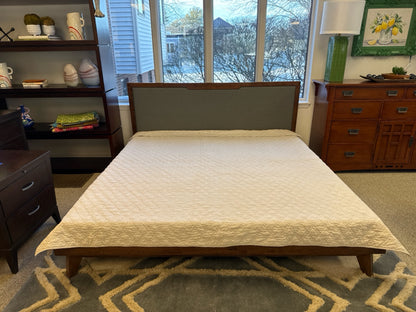 All Modern Glow Upholstered King Bed in Walnut with Charcoal Headboard