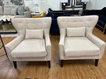 Pair of Tufted Wingback Chairs