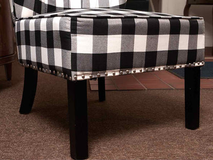 Pair Of  Black & White Buffalo Check Nailhead Trim Chairs