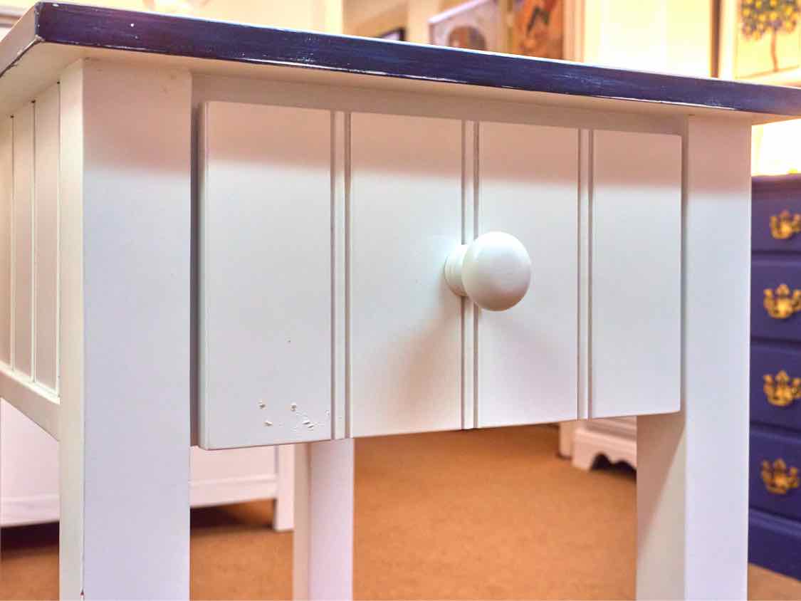 Olde English Woods Inc. White Finish Handpainted Accents1 Drawer  Side Table