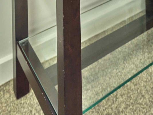 Crate & Barrel Bookcase in Espresso Finish, Metal and Glass