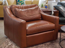 Camden Collection Logan Canyon Slope Arm Swivel Club Chair in Brown Leather