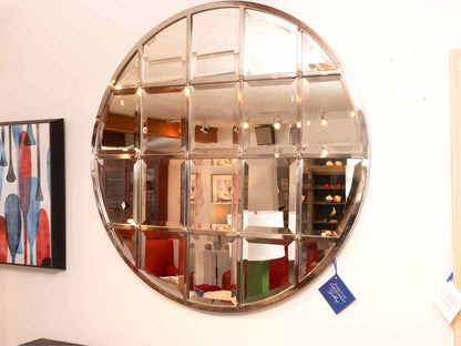 Pottery Barn  Round Chrome Beveled  Mirror