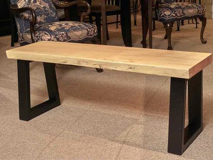 Spalted  Maple Live-Edge Seat Bench with Black Steel Base