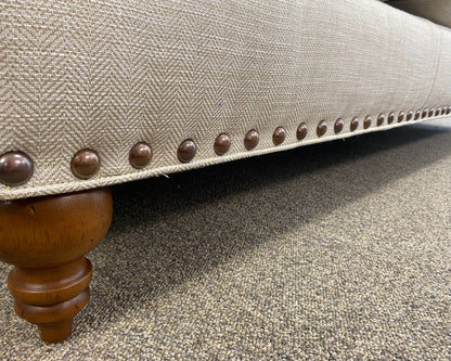 Arhaus Tightback Three Cushion Sofa W/ Brass Nailhead Trim