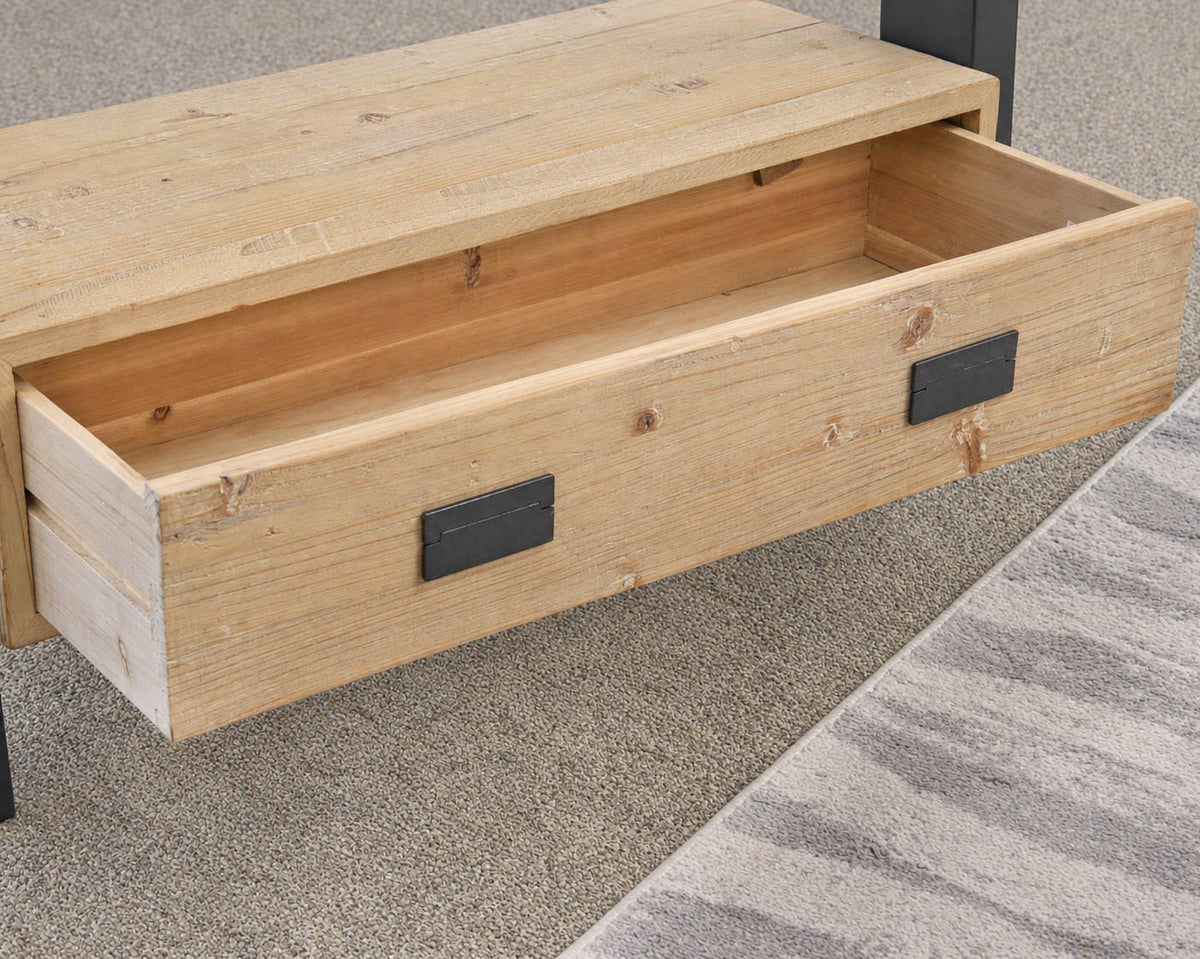 Rustic Smoke Gray Pine  & Steel 5 Teir Bookshelf