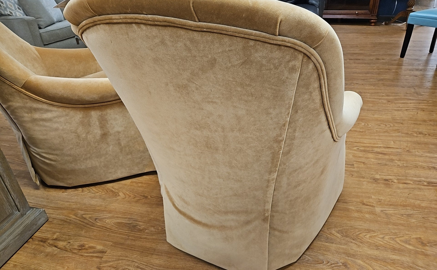 Ethan Allen Pair of Deep Gold Swivel Chairs