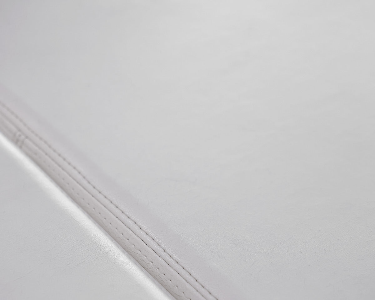 White Leather and Chrome 3-Cushion Bench
