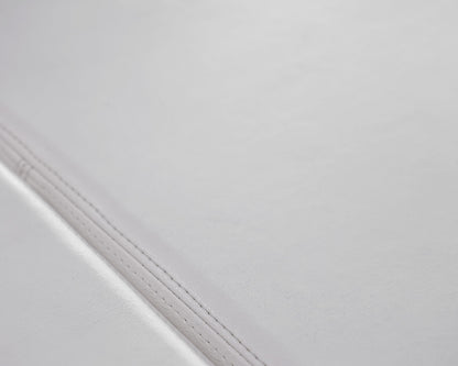 White Leather and Chrome 3-Cushion Bench