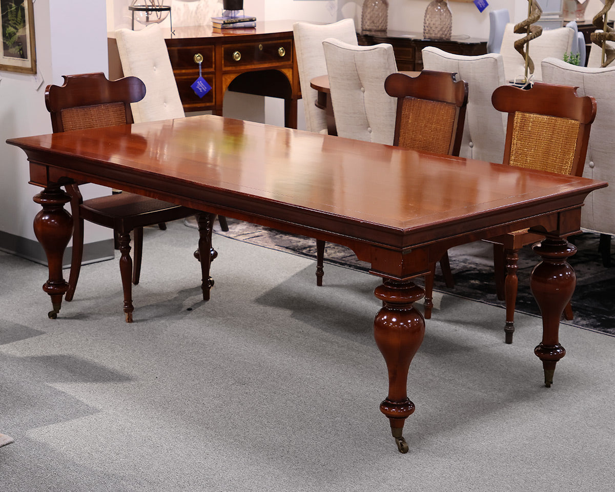 Grange Cherry Dining Table & Set of 6 Chairs with Rattan Seat & Back Panels