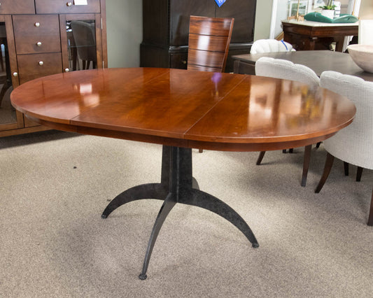 Ethan Allen French Country Cherry Dining Table W/ Iron Base Legs