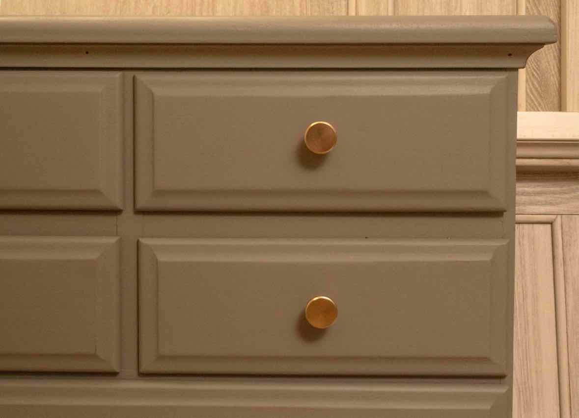Eucalyptus Green Finish 10 Drawer Dresser with Brass Knobs