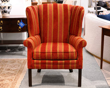 Red Striped Wingback Chair