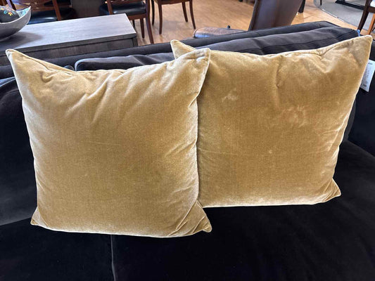 Pair of Antique Gold Velvet Accent Pillows