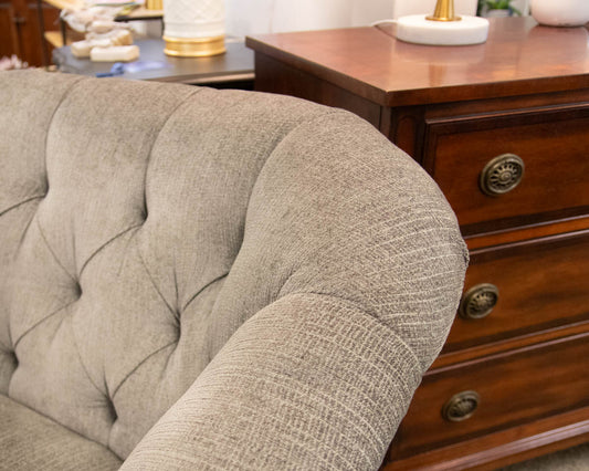 Grey Tufted Settee
