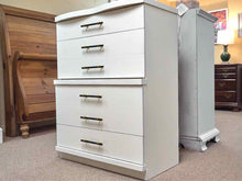 Cream Finish 4 Drawer With Gold & Black Bar Handles Chest