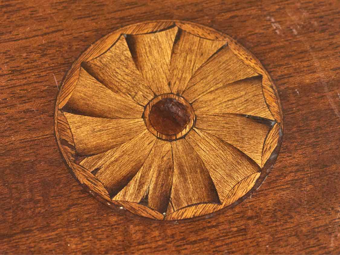 Inlaid Mahogany Tilt-Top Pedestal Accent Table