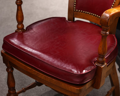 Set of 2 Red Leather Office Chairs