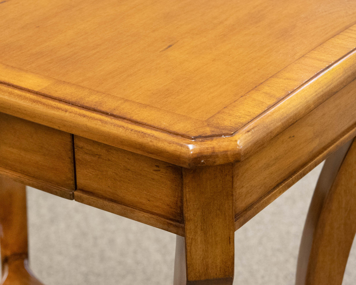 Pair of French Side Tables in Lacquered Cherry with Curved Legs