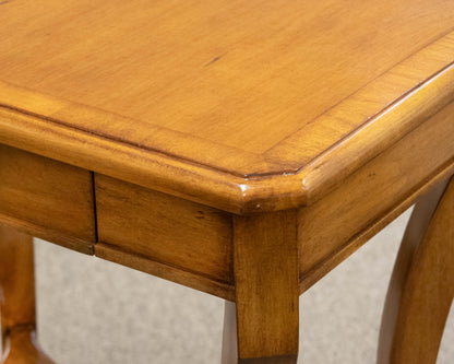 Pair of French Side Tables in Lacquered Cherry with Curved Legs