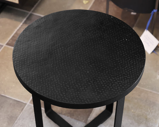 Round Black Hammered Accent Table