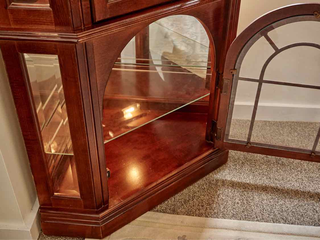 Lighted Cherry Corner Cabinet W/ Two Doors