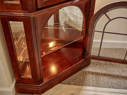 Lighted Cherry Corner Cabinet W/ Two Doors
