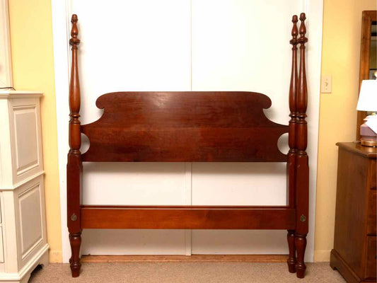 Eldred Wheeler Tiger Maple Full 4 Post Bed with Acorn Finals