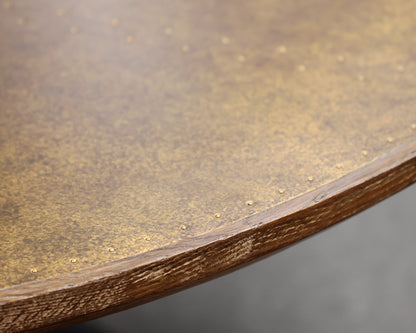 Arhaus 'Powell' Round Brass Clad Topped Dining Table