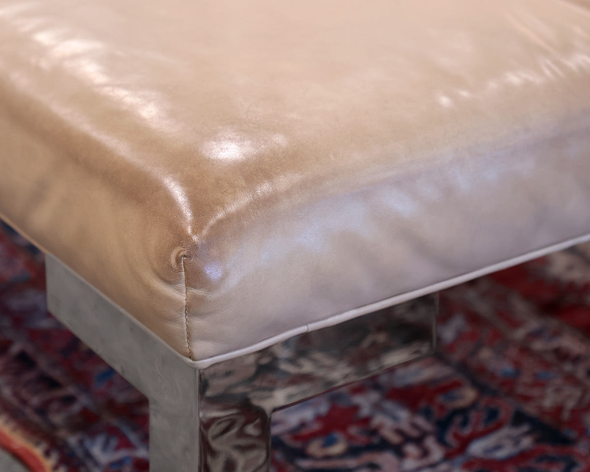 Patchwork Square Leather Ottoman