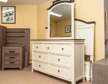 Ashley Furniture Cream Finish 7 Drawer  Dresser with Arch Mirror