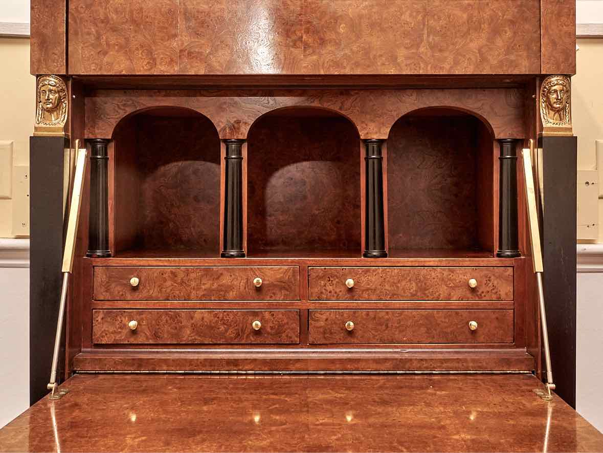 Baker Regency Burled Wood Secretary Desk