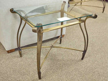 Bronze Iron Side Table with Glass Top