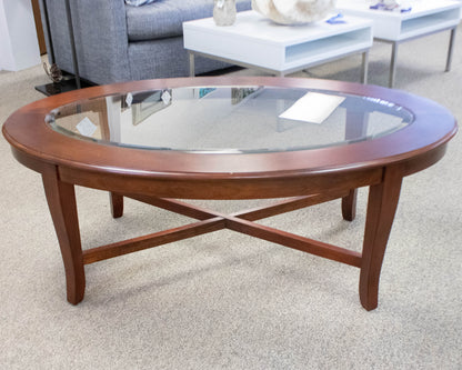Oval Cherry & Glass Cocktail Table
