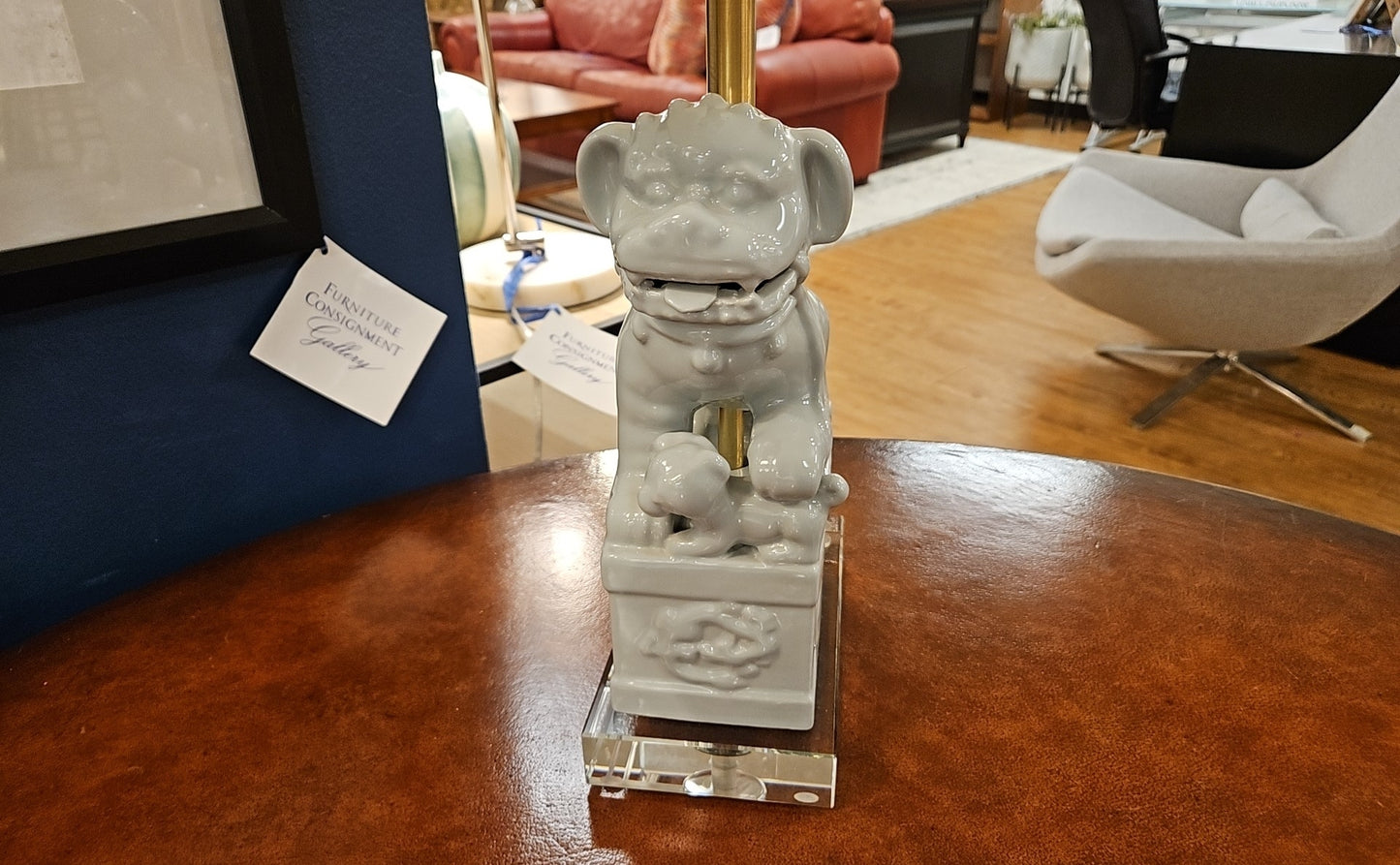 Porcelain Palladian Blue Foo Dog Lamp