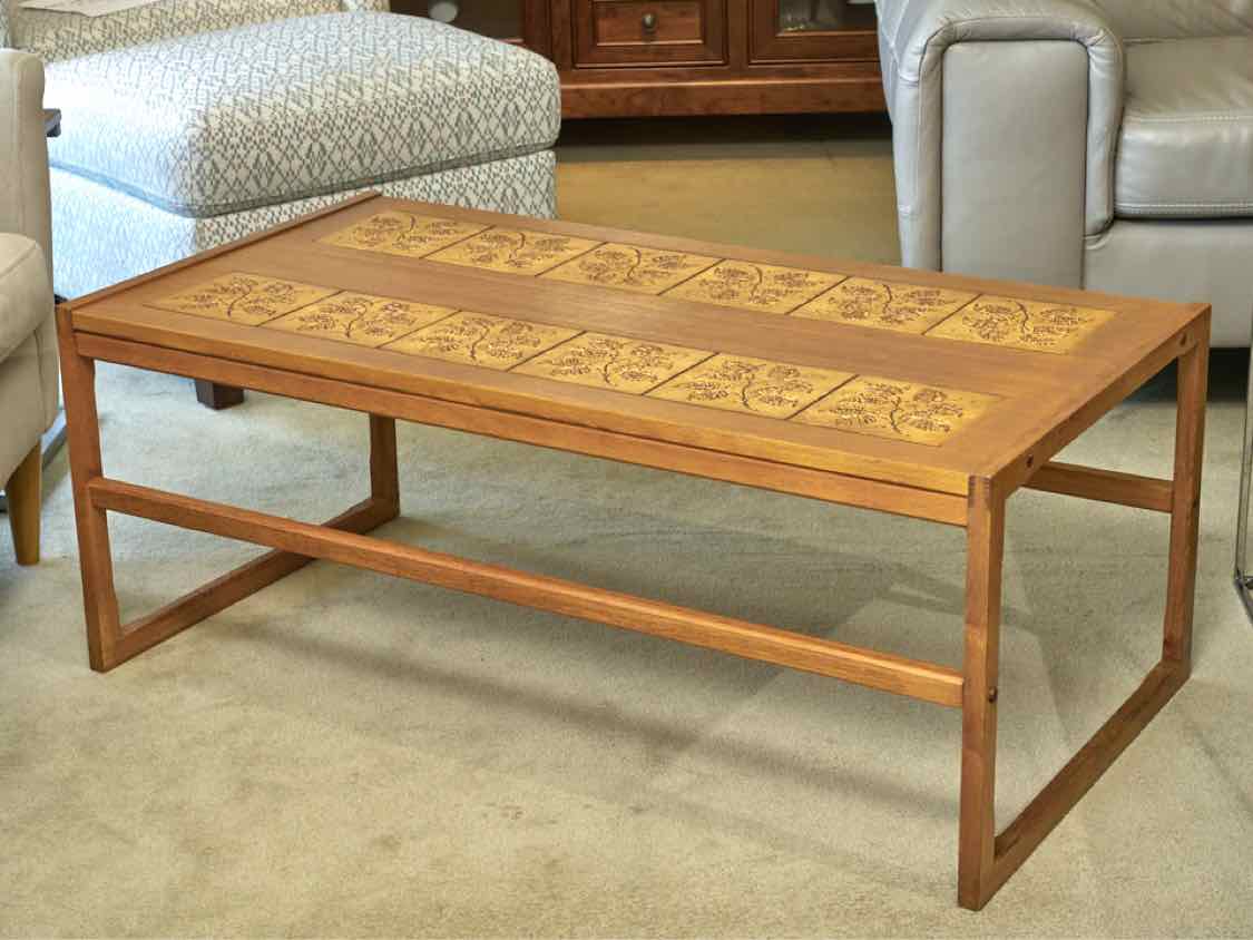 Made In Denmark Cherry Leaf Motif Tiles  Cocktail Table