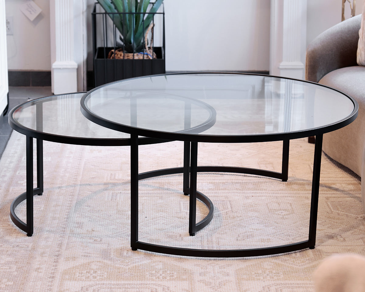 Uttermost 'Corrine' Round Glass Top Nesting Cocktail Tables