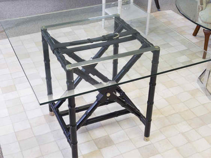 Black Bamboo Base With Glass Top Dining Table