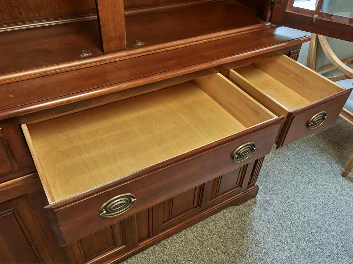 Nichols & Stone Cherry China Cabinet with Lighted Hutch