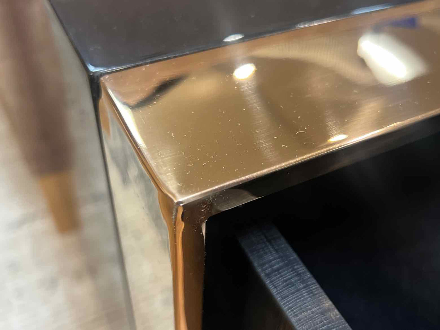 Pair of Black Lacquer Nightstands  w/ Gold Accents