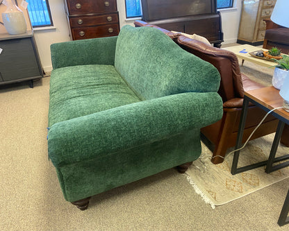 Camel Back Emerald Green Upholstered Sofa