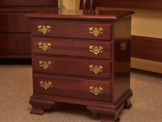 Ethan Allen Cherry Georgian Style 4  Drawer Brass Handles  Nightstand
