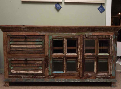 Reclaimed Wood 2 Glass Pane Door Media Furniture