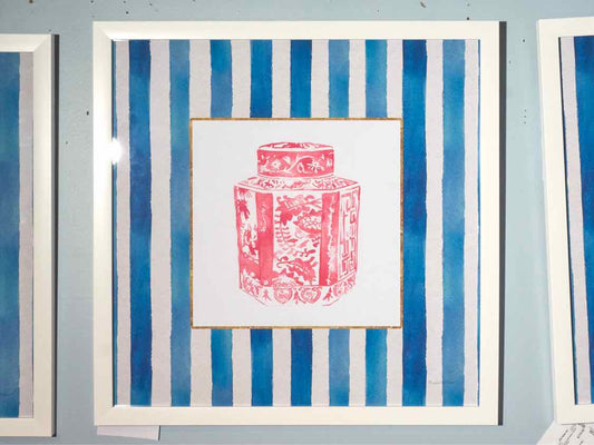 'Chinoiserie Vase I' White Framed Print Under Glass