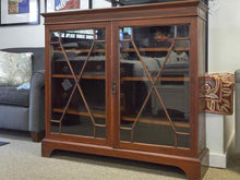 Harrods Mahogany Two Pane Glass Door Bookcase