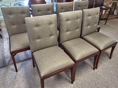 Set of 7  Brownstone Dining Chairs with Men's Wear Upholstered Seats